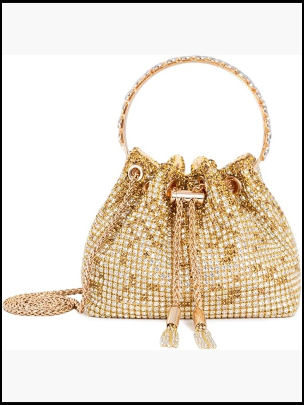Sparkly Rhinestone Bucket Bag with Chain Strap Evening Clutch Crystals